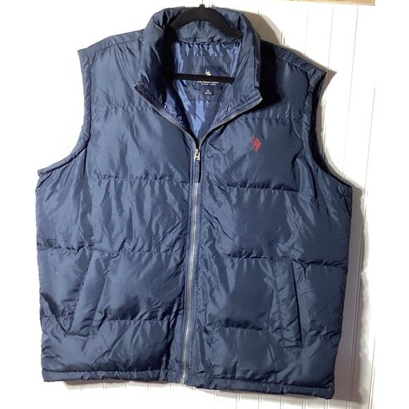U.S. Polo Assn. Other - U.S. Polo ASSN Vest Men's Medium XL Blue Sleeveless Bomber Red Pony